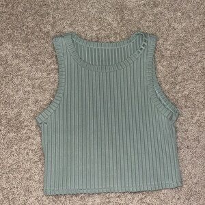 SHEIN Green Ribbed Crop Tank Top